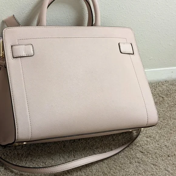 Rayne Medium Saffiano Leather Satchel (Powder Blush - Picture 4 of 8